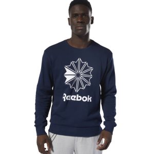 Reebok Classic French Terry Big Iconic Crewneck Sweatshirt Herren - Navy/Weiß - DE 706-VGB